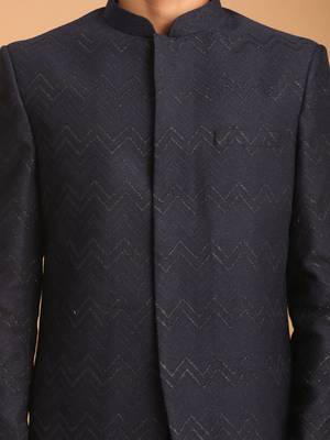 Navy Blue Silk Blend Jodhpuri 4