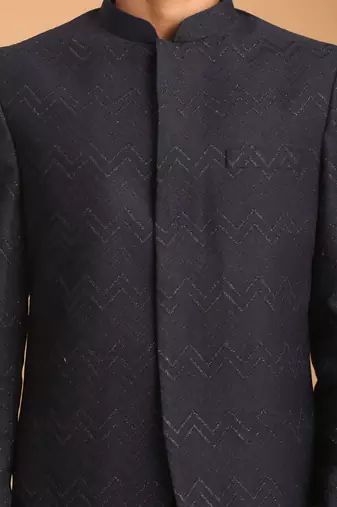 Navy Blue Silk Blend Jodhpuri