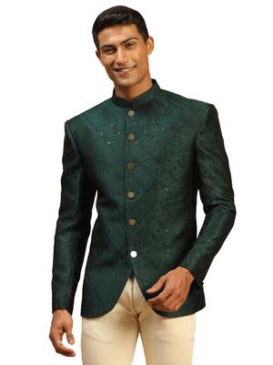 men's green silk blend jodhpuri 1