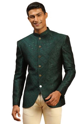 Vastramay men's green silk blend jodhpuri