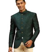 men's green silk blend jodhpuri