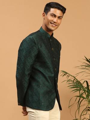 men's green silk blend jodhpuri 2