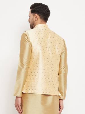 Gold Silk Blend Nehru Jacket 3