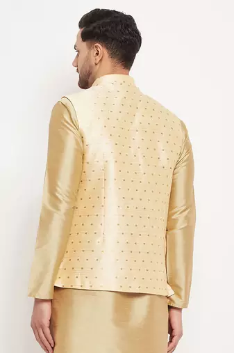 Gold Silk Blend Nehru Jacket