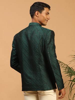 men's green silk blend jodhpuri 3