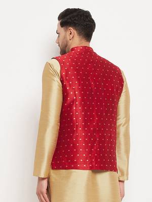 Maroon Silk Blend Nehru Jacket 3