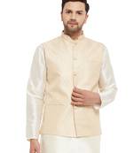 White Silk Blend Nehru Jacket