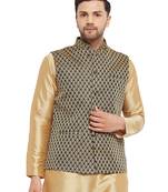Men'S Black Silk Blend Nehru Jacket