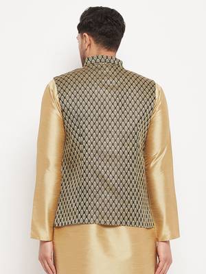 Black Silk Blend Nehru Jacket 3