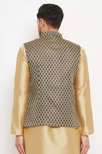 Black Silk Blend Nehru Jacket