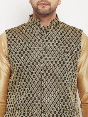 Black Silk Blend Nehru Jacket 4