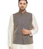 Blue Silk Blend Nehru Jacket