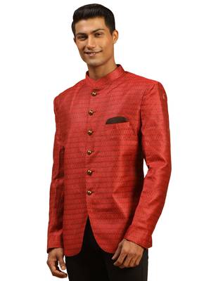 Men'S Maroon Silk Blend Jodhpuri 1