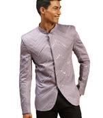 purple viscose mirror work jodhpuri coat