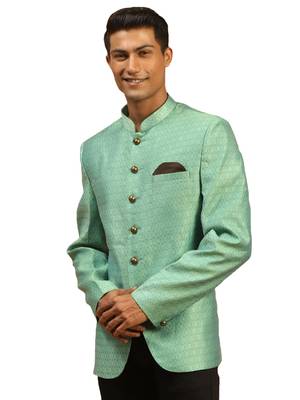 Men'S Green Silk Blend Jodhpuri 1