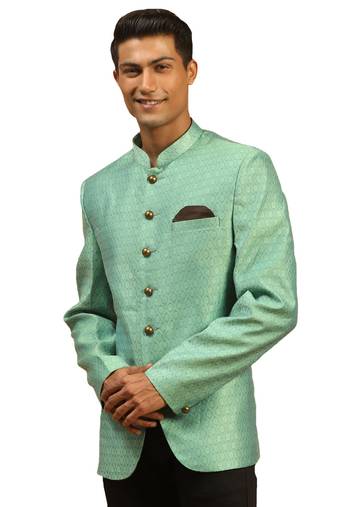Men'S Green Silk Blend Jodhpuri