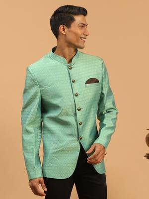 Men'S Green Silk Blend Jodhpuri 2