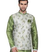 Men'S Green Cotton Silk Jacket