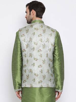 Men'S Green Cotton Silk Jacket 3