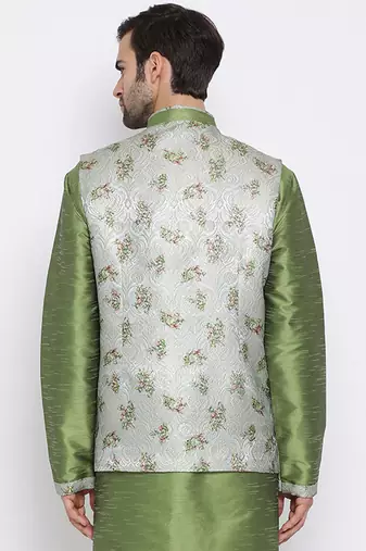Men'S Green Cotton Silk Jacket