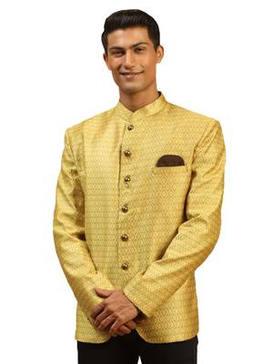 Men'S Yellow Silk Blend Jodhpuri 1