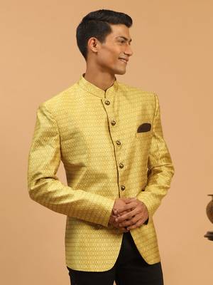 Men'S Yellow Silk Blend Jodhpuri 2