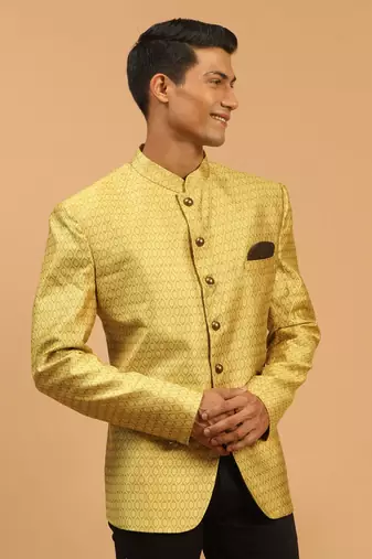 Men'S Yellow Silk Blend Jodhpuri