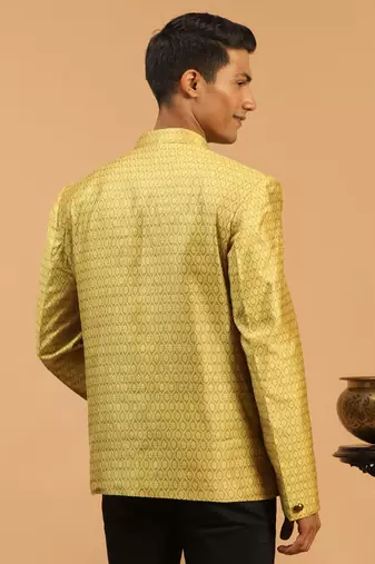 Men'S Yellow Silk Blend Jodhpuri