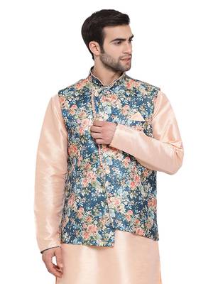 Men'S Peach Cotton Silk Jacket 1