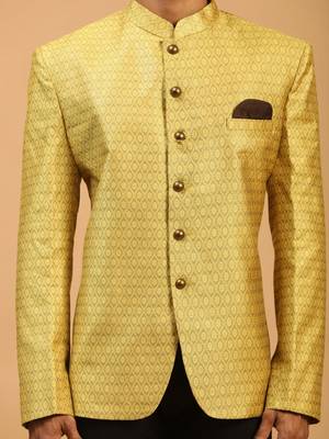 Men'S Yellow Silk Blend Jodhpuri 4