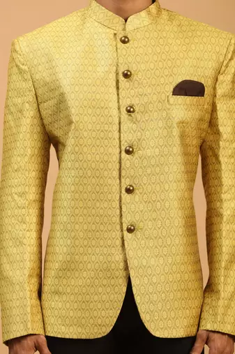 Men'S Yellow Silk Blend Jodhpuri