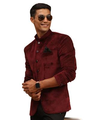 maroon velvet jodhpuri coat 1