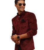 maroon velvet jodhpuri coat
