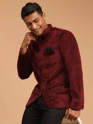 maroon velvet jodhpuri coat 2