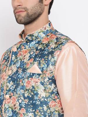Men'S Peach Cotton Silk Jacket 4
