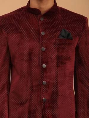 maroon velvet jodhpuri coat 4