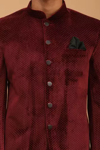 maroon velvet jodhpuri coat