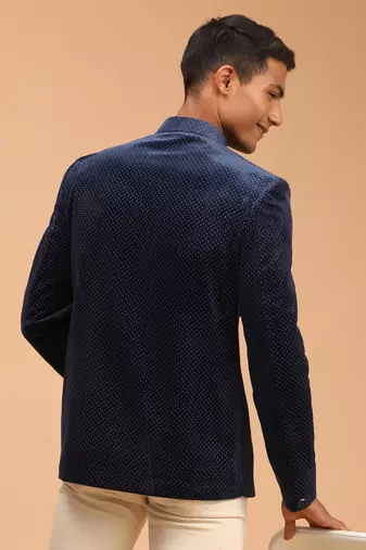 blue velvet jodhpuri coat