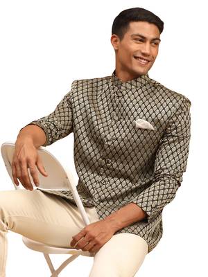 Black Banarasi Jacquard Jodhpuri 1