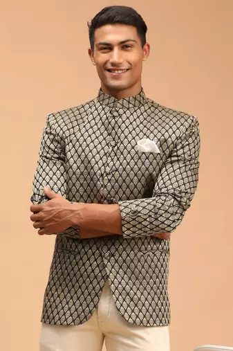 Black Banarasi Jacquard Jodhpuri