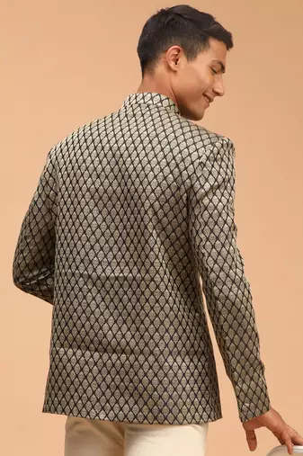 Black Banarasi Jacquard Jodhpuri