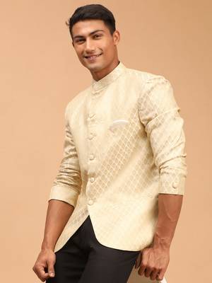 Cream Banarasi Jacquard Jodhpuri 2