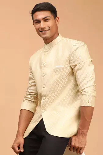 Cream Banarasi Jacquard Jodhpuri