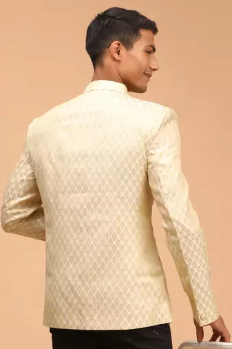 Cream Banarasi Jacquard Jodhpuri