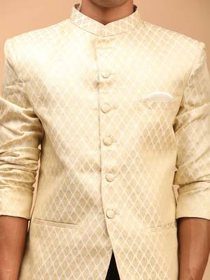 Cream Banarasi Jacquard Jodhpuri 4