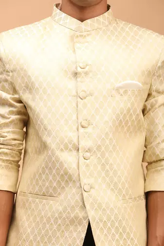 Cream Banarasi Jacquard Jodhpuri