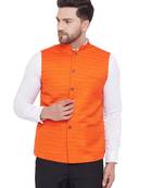 Orange Silk Blend Nehru Jacket