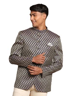Blue Banarasi Jacquard Jodhpuri 1