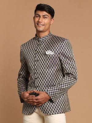Blue Banarasi Jacquard Jodhpuri 2