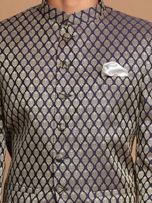 Blue Banarasi Jacquard Jodhpuri 4